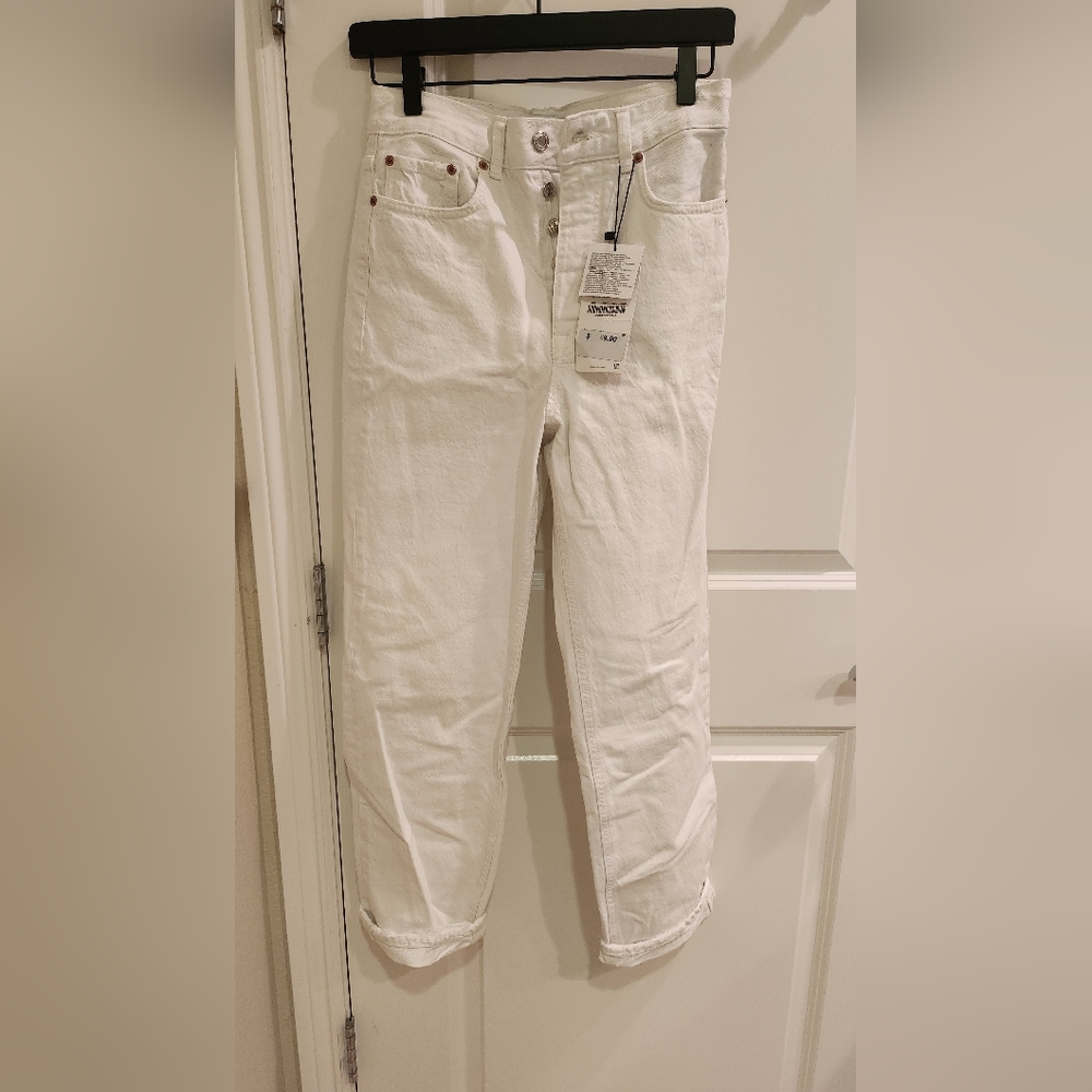Zara white straight leg jean